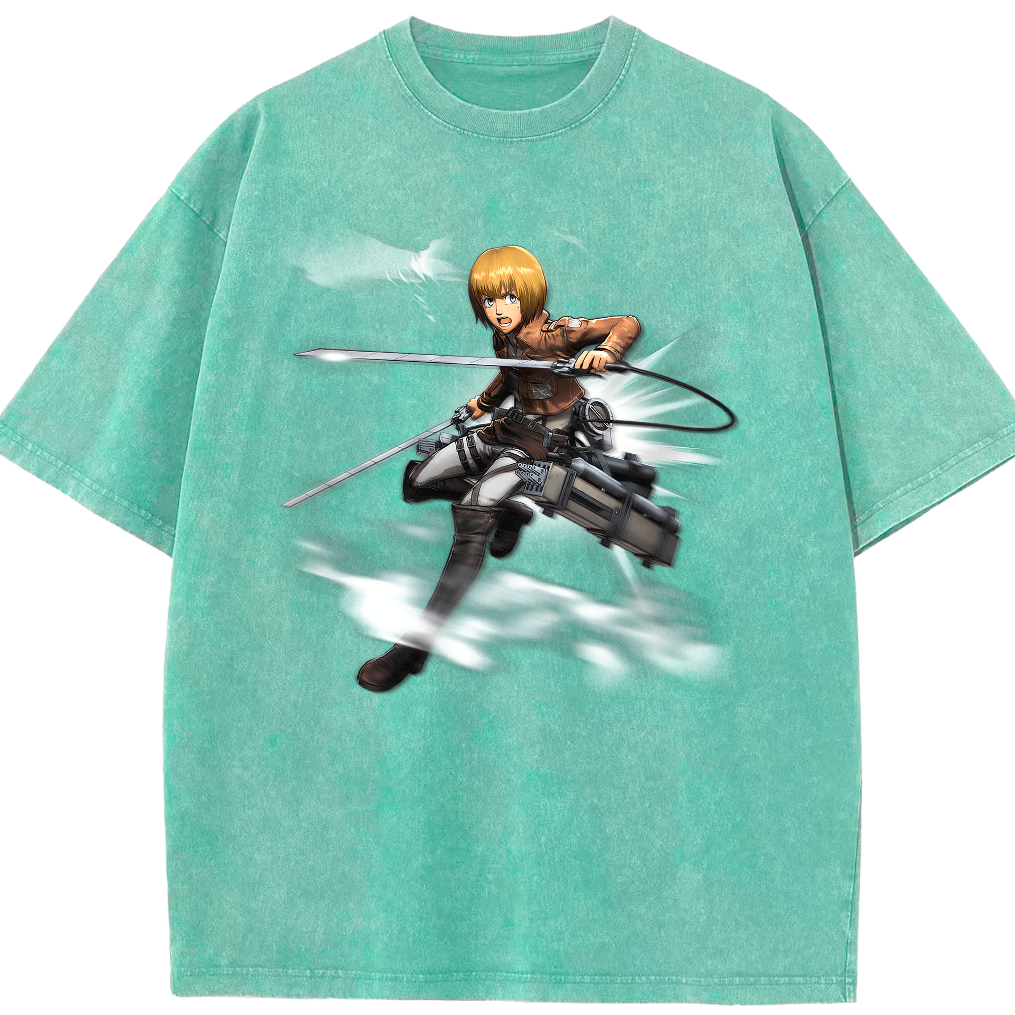 （画像用） 進撃の巨人 アルミン·アルレルト Attack on Titan Armin Arlert 綿100% ヴィンテージ風 半袖Tシャツ（フロントプリント）